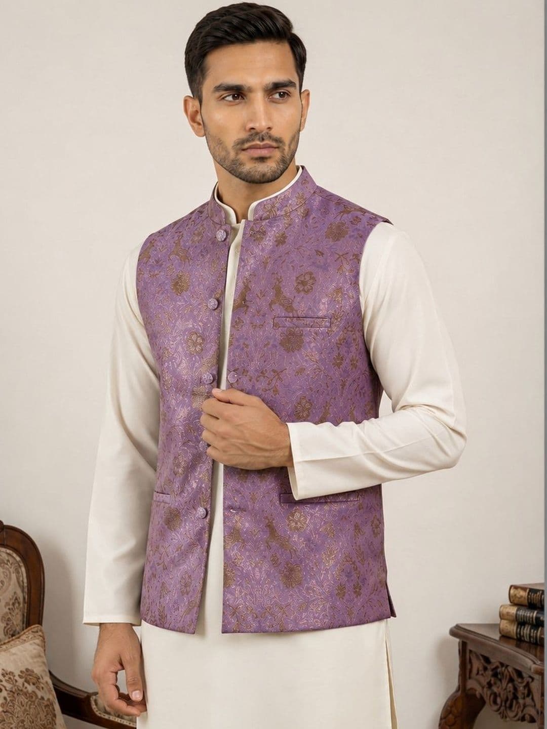 Jompers KUTUB FASHION Men Mandarin Collar Nehru Jackets - view 1