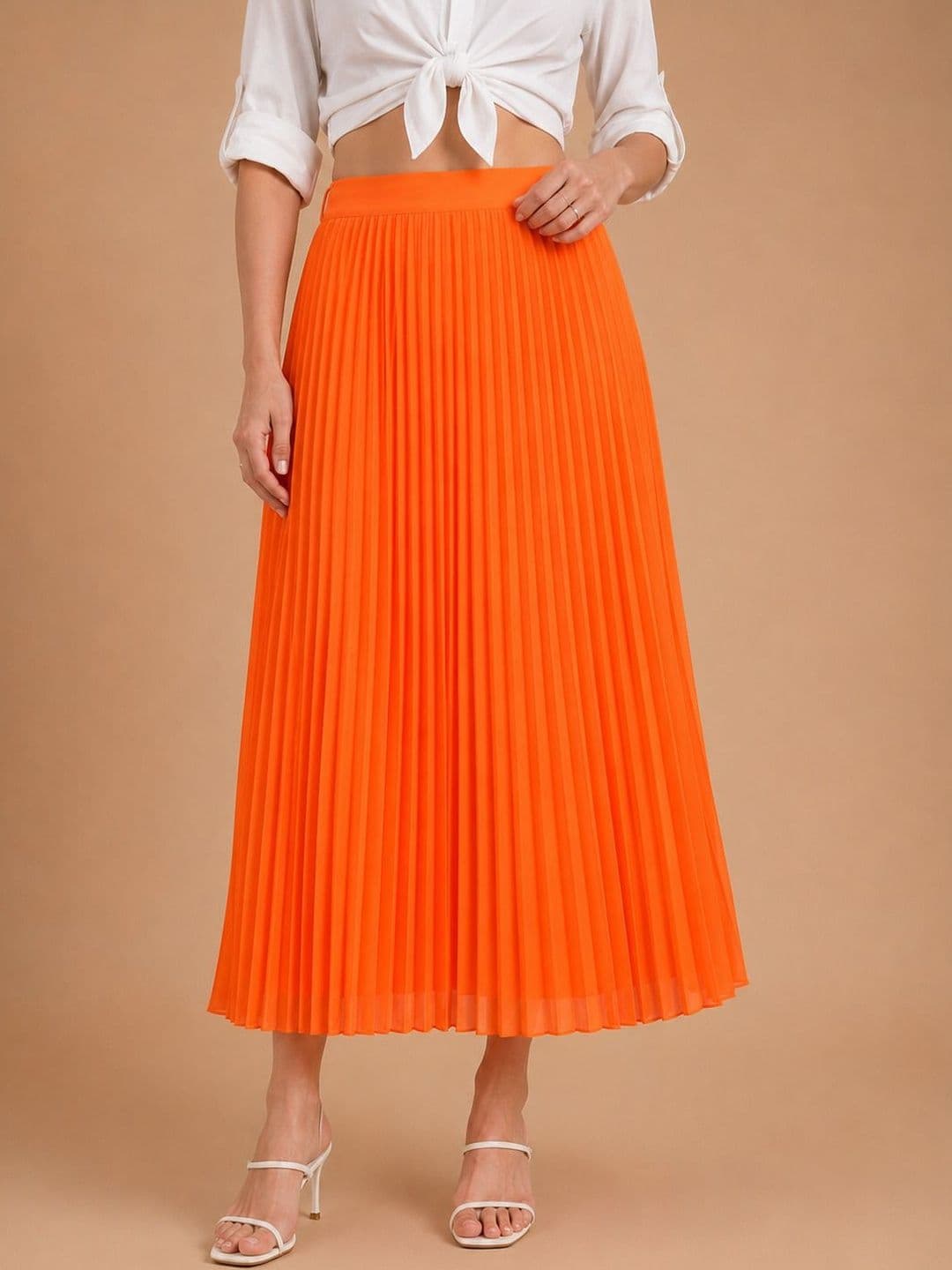 KASSUALLY Women Chiffon Accordion Pleated Midi A-Line Skirt - view 1