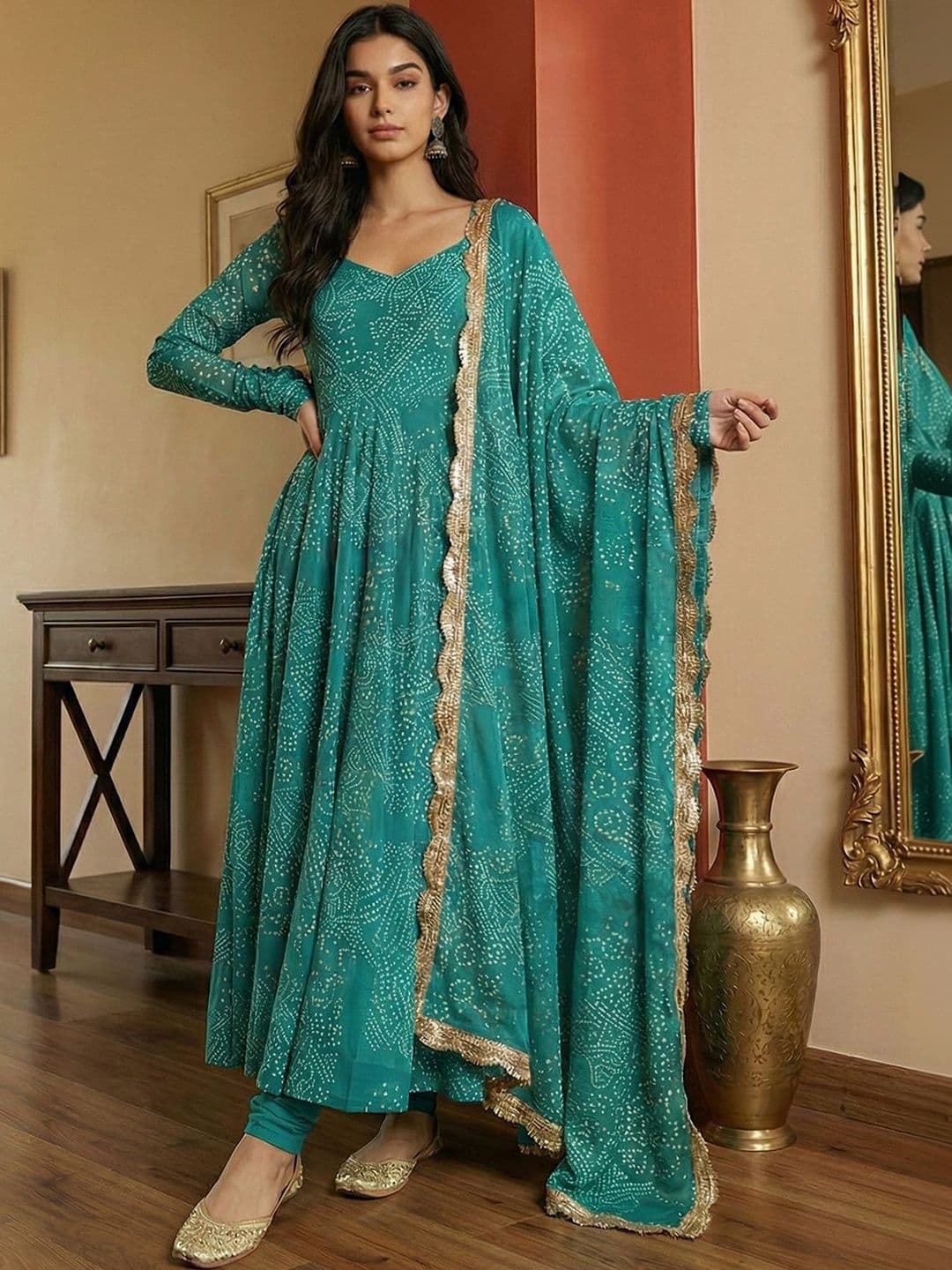 arangya Women Ethnic Motifs Printed Empire Kurta with Churidar & With Dupatta - view 1