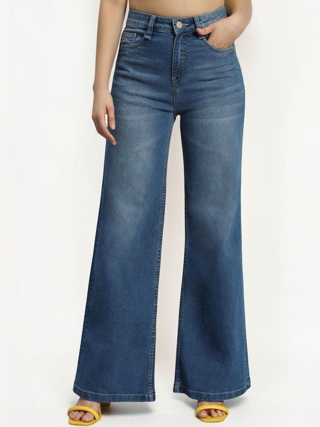 Mast & Harbour Women Flared High-Rise Light Fade Stretchable Jeans - view 1