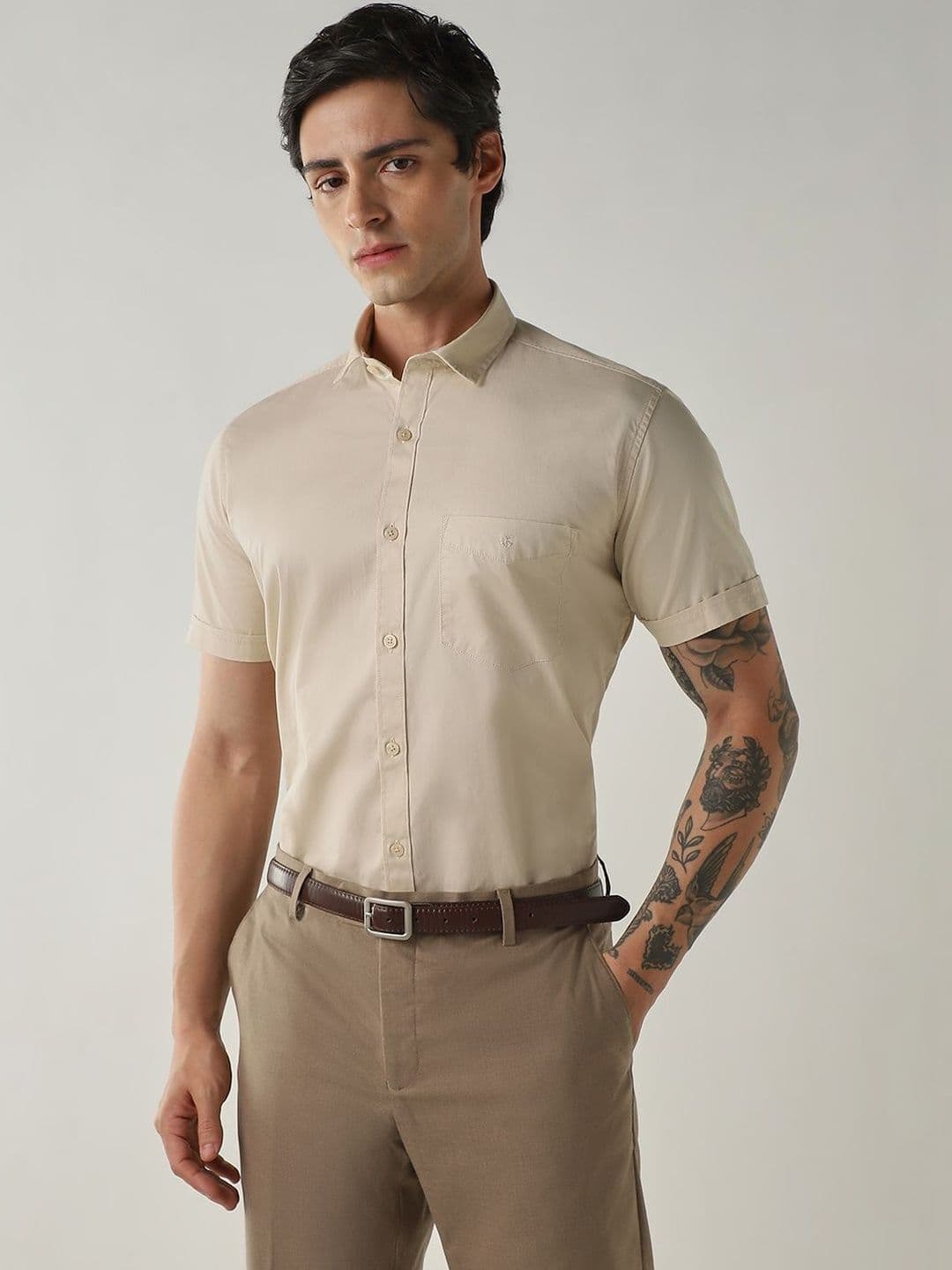 Reid & Taylor India Slim Spread Collar Cotton Slim Fit Shirt - view 1