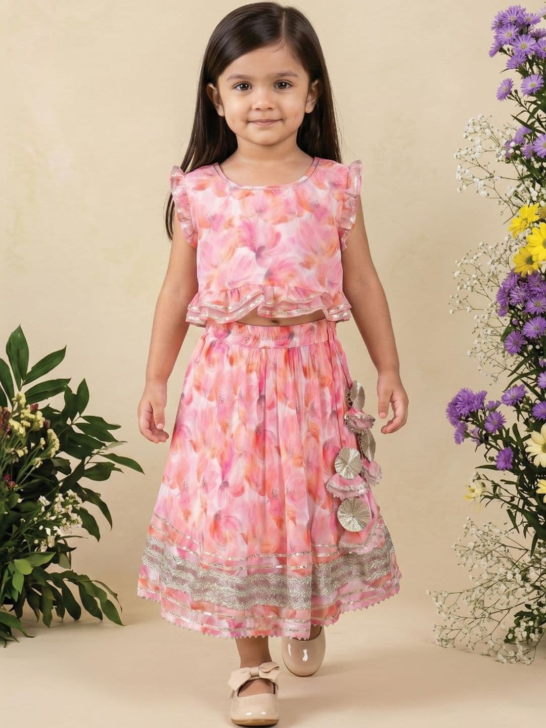 Readiprint Girls Printed Kalamkari Ready to Wear Lehenga & Choli - view 1