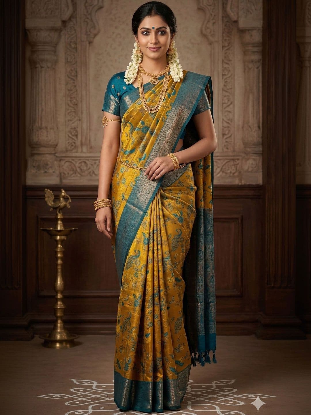 Moda Rapido Ethnic Motifs Zari Handloom Kanjeevaram Saree - view 1