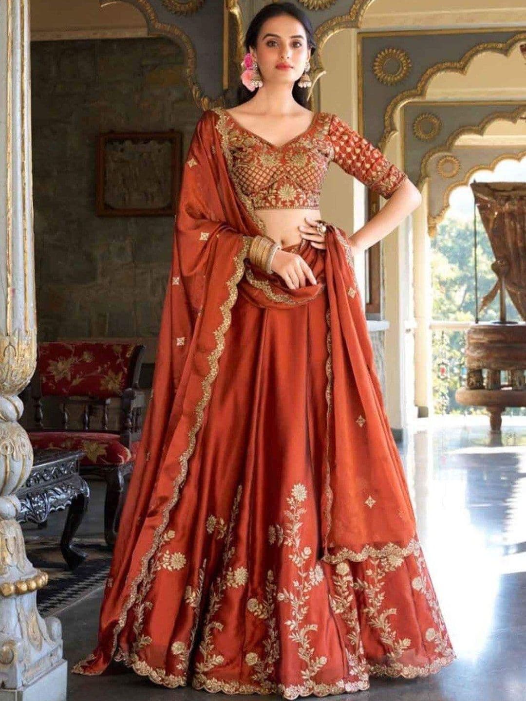 VenderVilla Embroidered Semi-Stitched Lehenga & Blouse With Dupatta - view 1