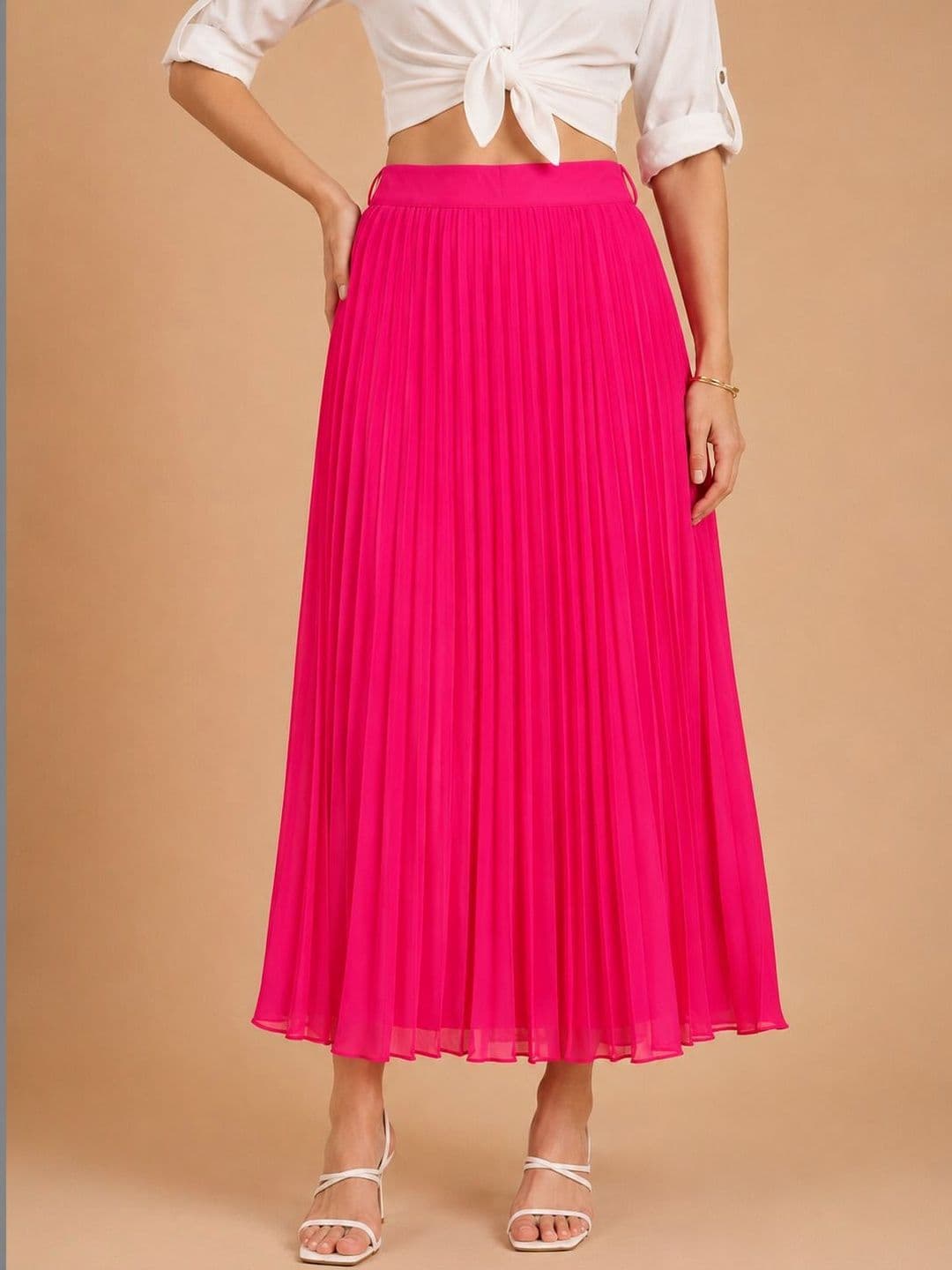 KASSUALLY Women Crepe Accordion Pleated Midi A-Line Skirt - view 1