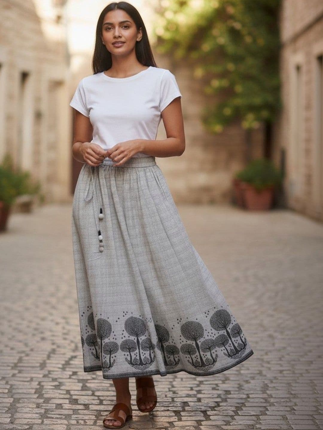 Cot'N Soft Women Pure Cotton Cotton Cambric Floral Block Print Midi A-Line Skirt - view 1
