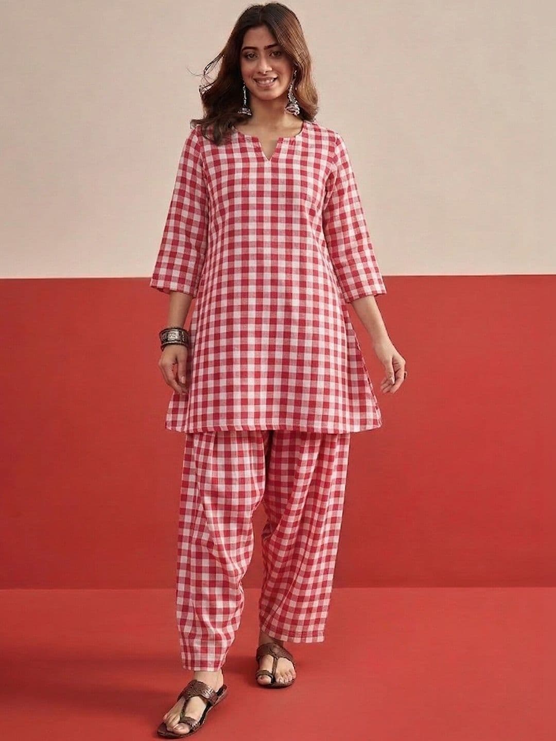 InWeave Women Regular Pure Cotton Kurti with Pyjamas - view 1