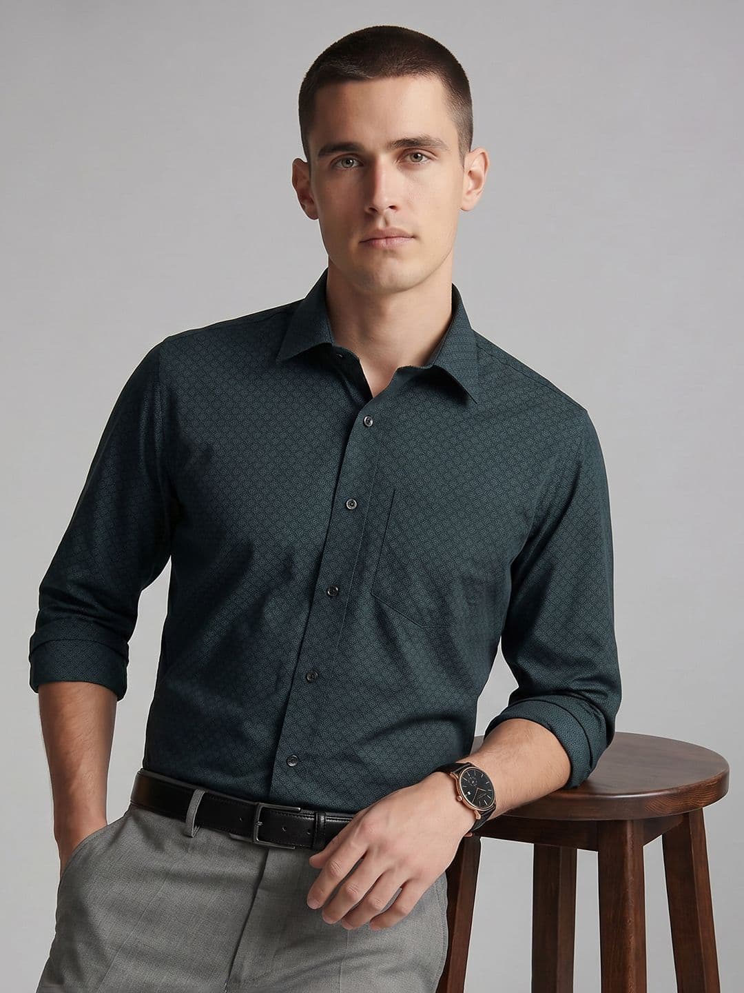 Van Heusen Micro Ditsy Printed Pure Cotton Formal Shirt - view 1