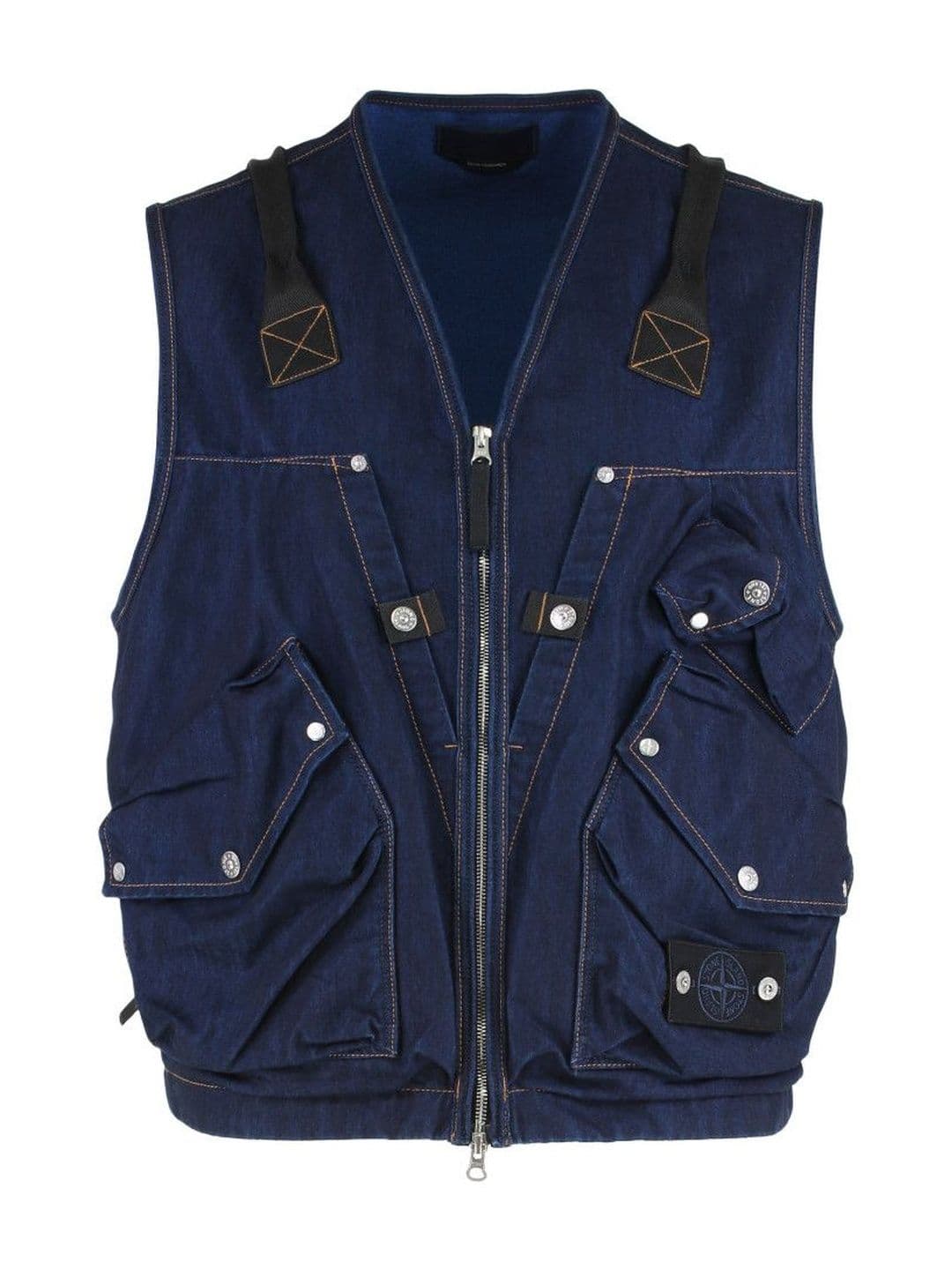 Stone Island Blue V Neck Denim Vest - view 1