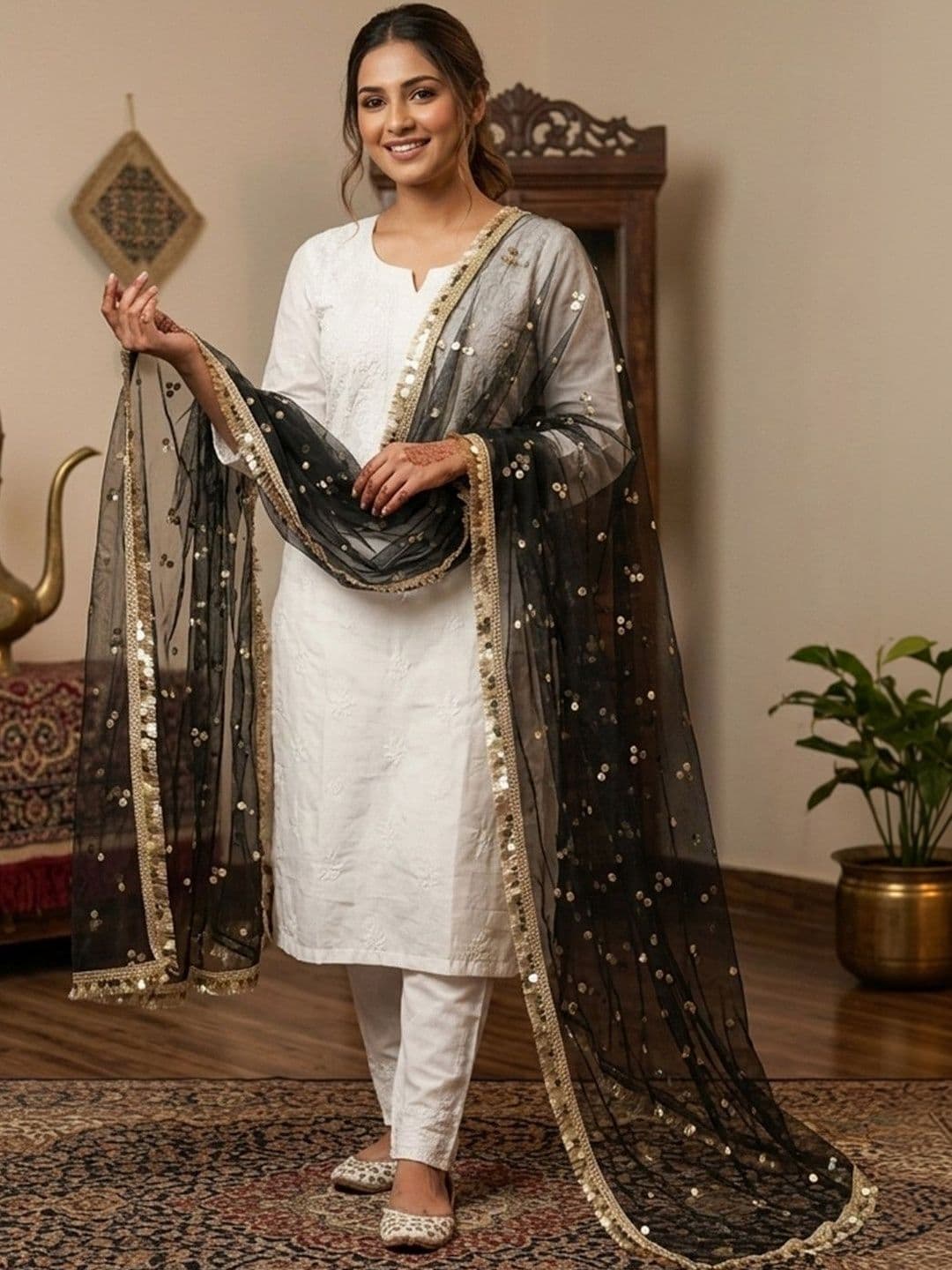Navti Creations Women Net Embroidered Dupatta - view 1