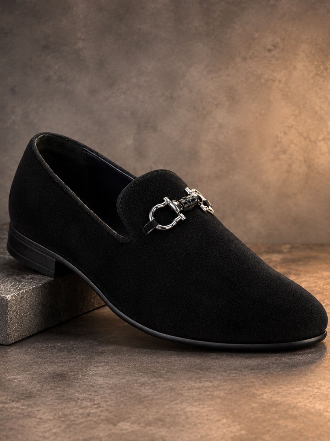 House of Pataudi Men Velvet Comfort Insole Horsebit Formal Loafers - view 1