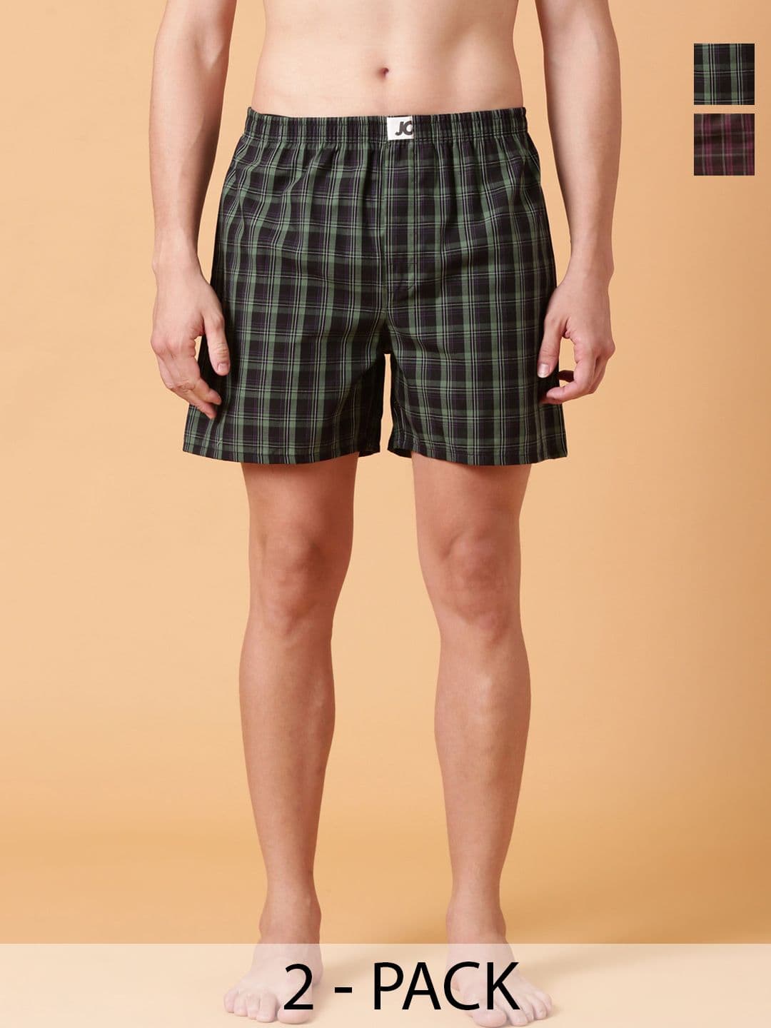 JOVEN Pack Of 2 Checked Pure Cotton Boxers - view 1