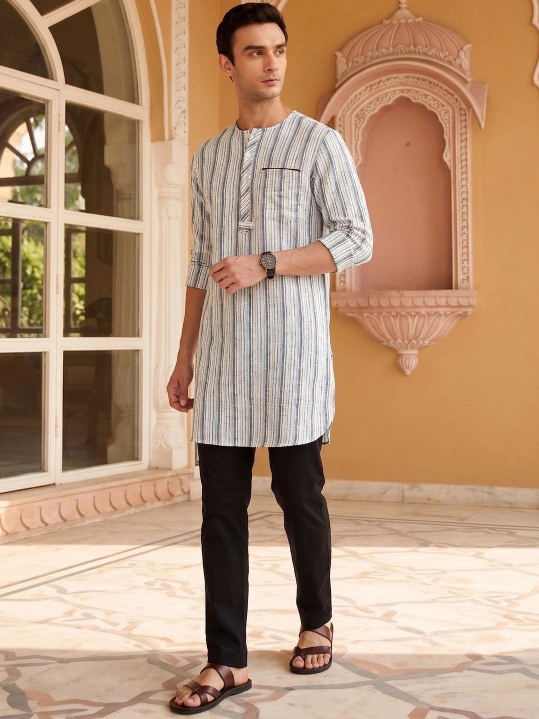 House of Pataudi Striped Rozana Kurta - view 1