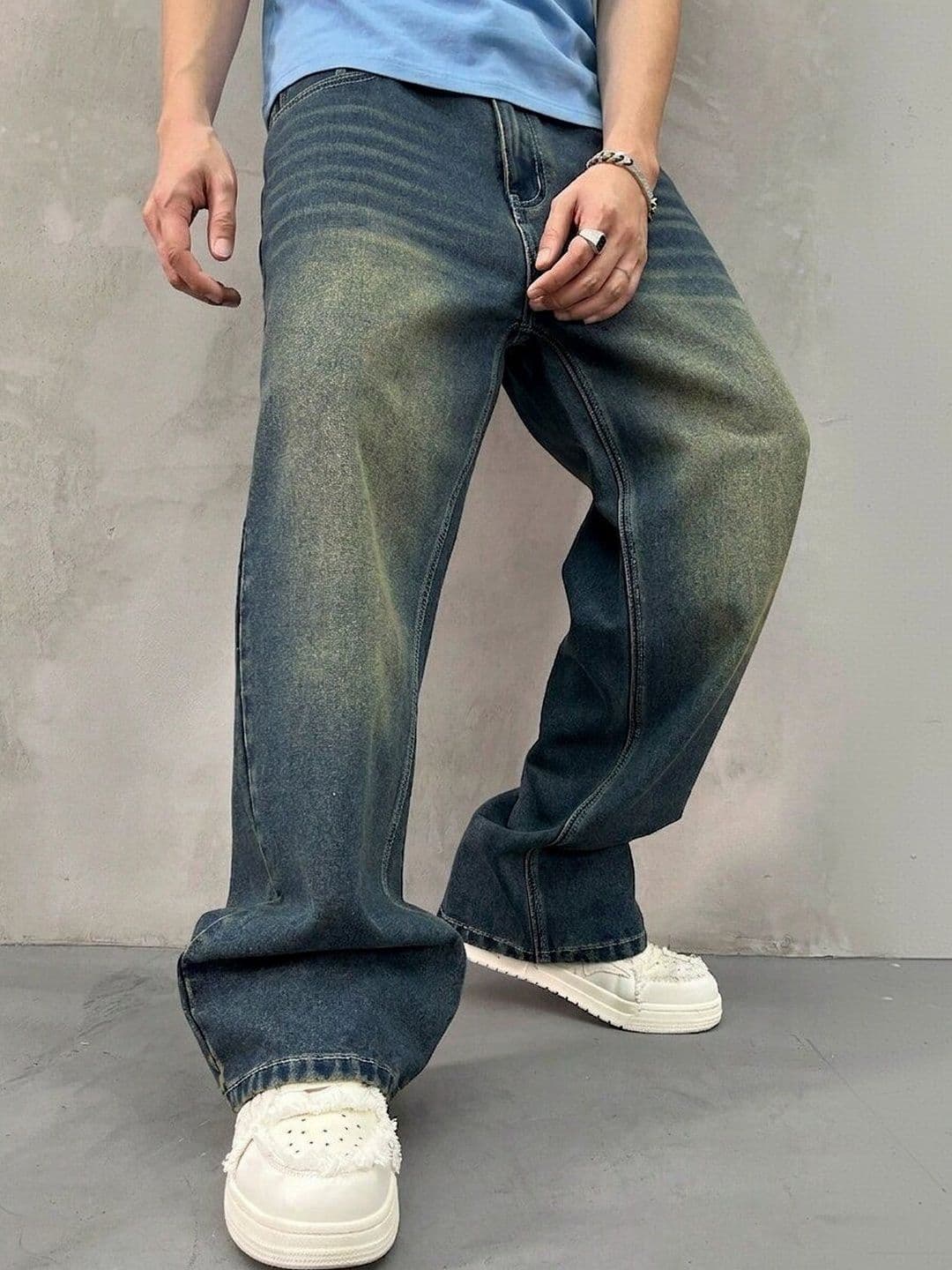 PINKLIT Men Straight Fit Mid-Rise Light Fade Jeans