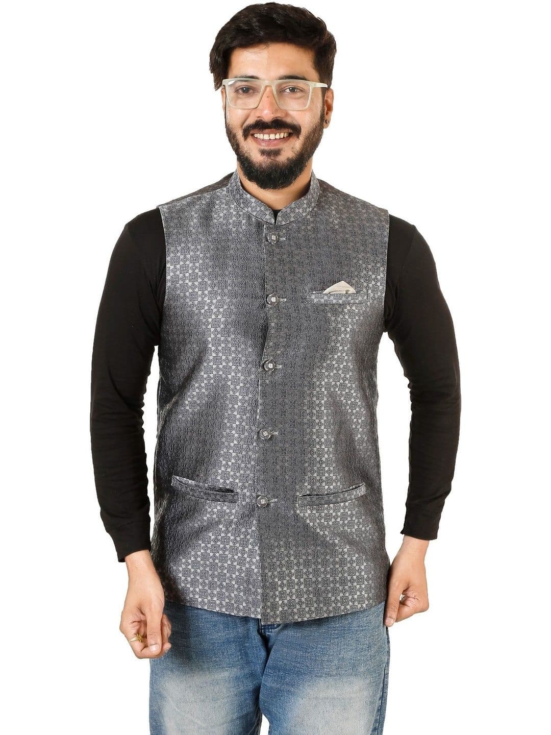 KUTUB FASHION Woven Nehru Jackets - view 1