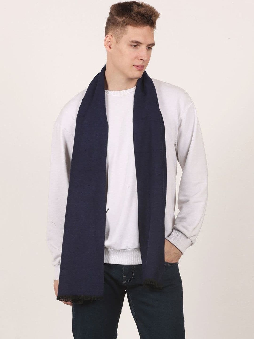 Cazzano Men Colourblocked Mufflers With Fringed Border - view 1