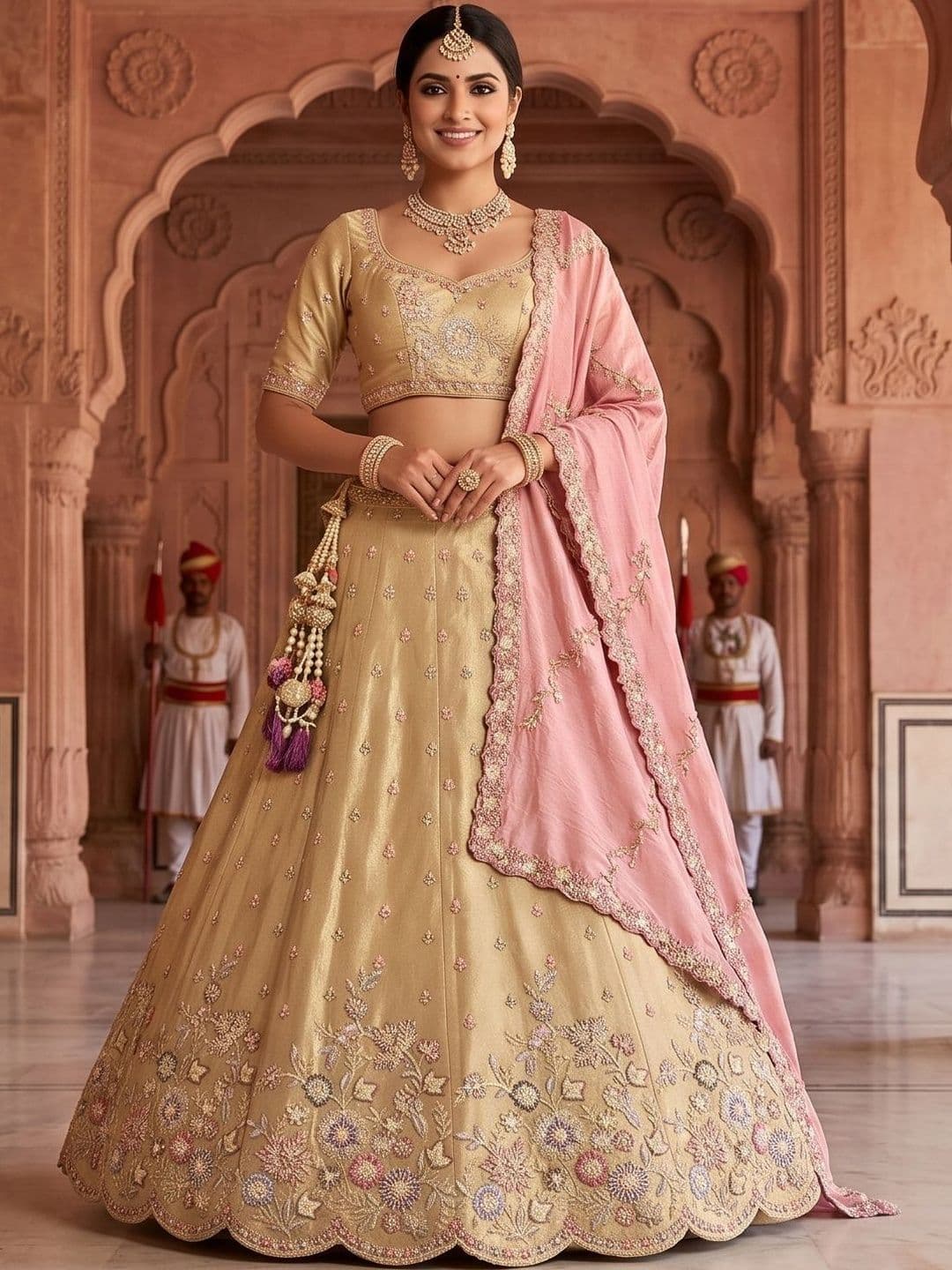 panchhi Embroidered Beads and Stones Ready to Wear Lehenga & Blouse With Dupatta - view 1