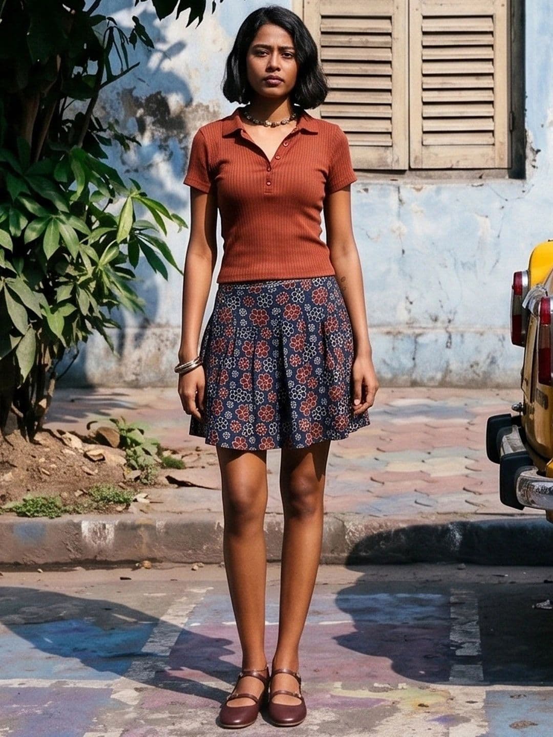 Taavi Women Floral Printed Pure Cotton Ajrakh Skirt - view 1