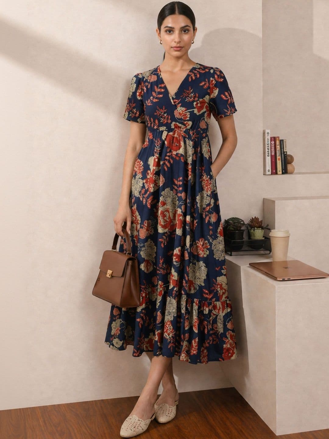 DECKEDUP Floral Print Fit & Flare Midi Dress - view 1