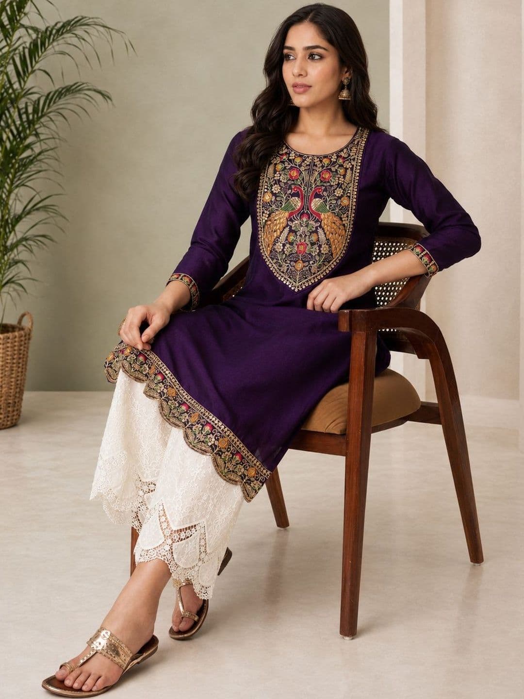 rarethread Women Ethnic Motifs Embroidered Thread Work Indie Prints Kurta - view 1