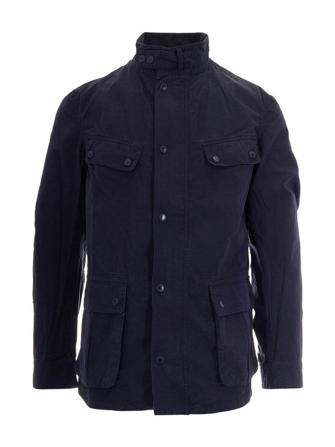 Barbour Men Navy Blue Solid Mandarin Collar Jacket - view 1