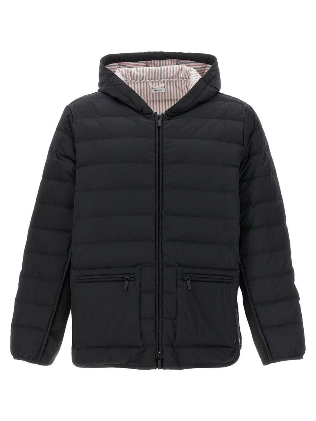 Thom Browne Grey 4 Bar Hooded Puffer Jacket - view 1