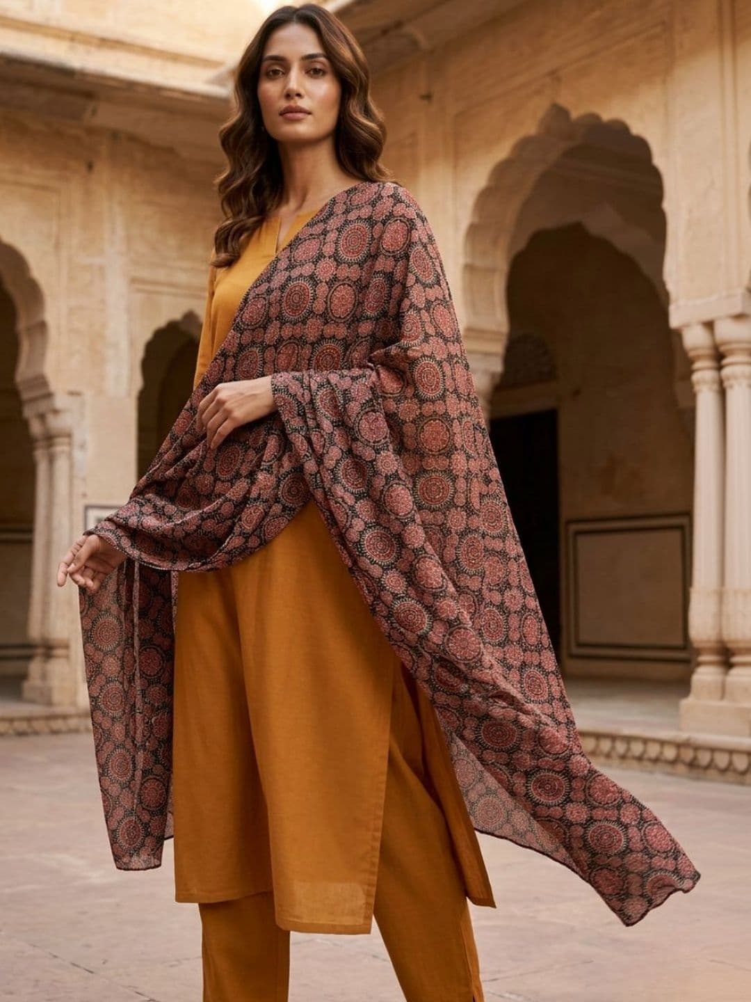Dupatta Bazaar Ethnic Motifs Printed Kalamkari Dupatta - view 1