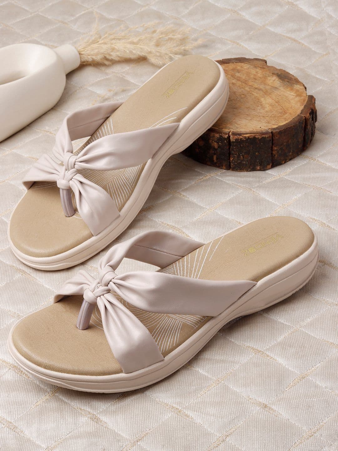 VENDOZ Women Open Toe Flats with Bows - view 1