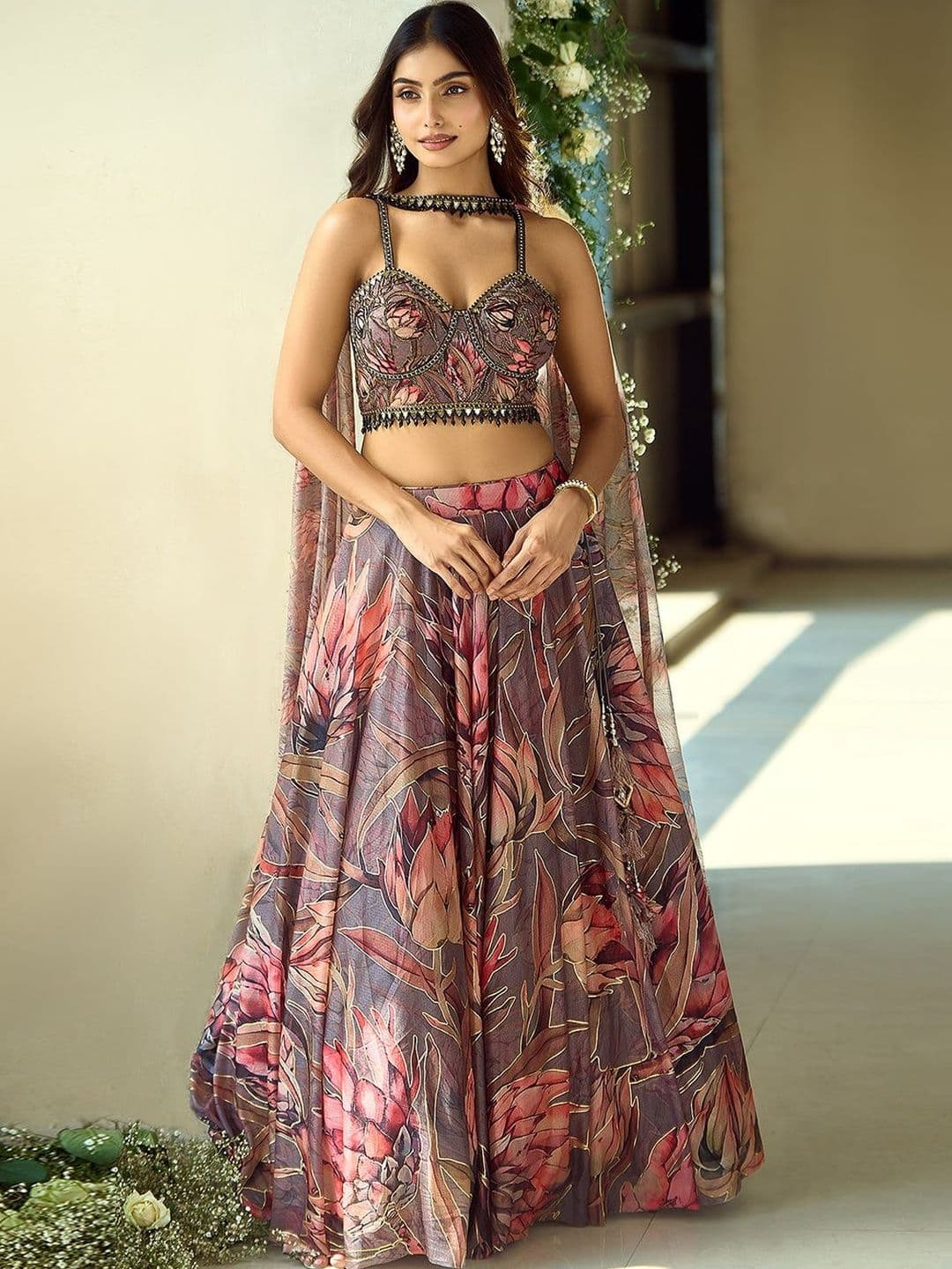 Samyukta Singhania Embellished Beads and Stones Ready to Wear Lehenga & Blouse With Dupatta - view 1