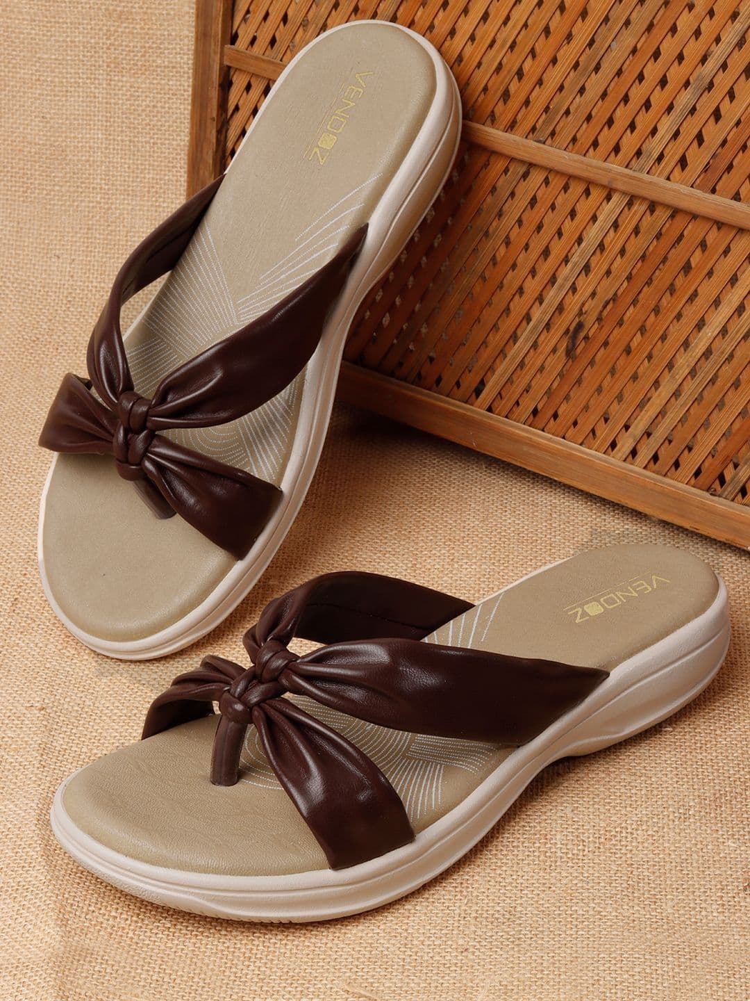 VENDOZ Women Open Toe Flats with Bows - view 1