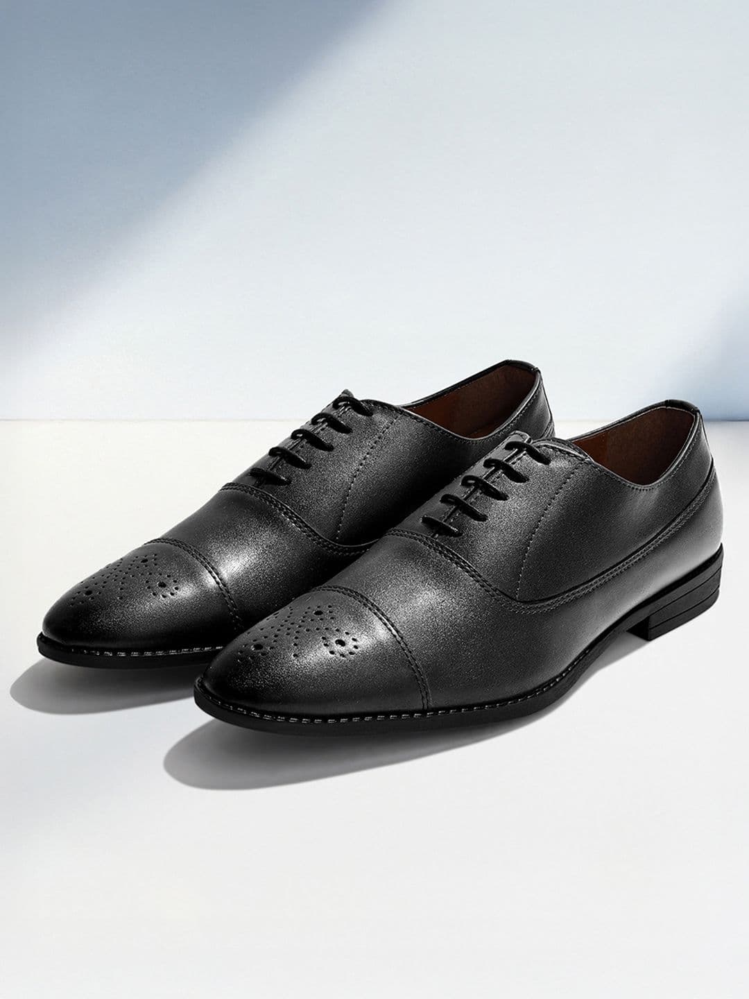 LOUIS STITCH Men Jet Black Formal Lace Up Derby Shoes - view 1