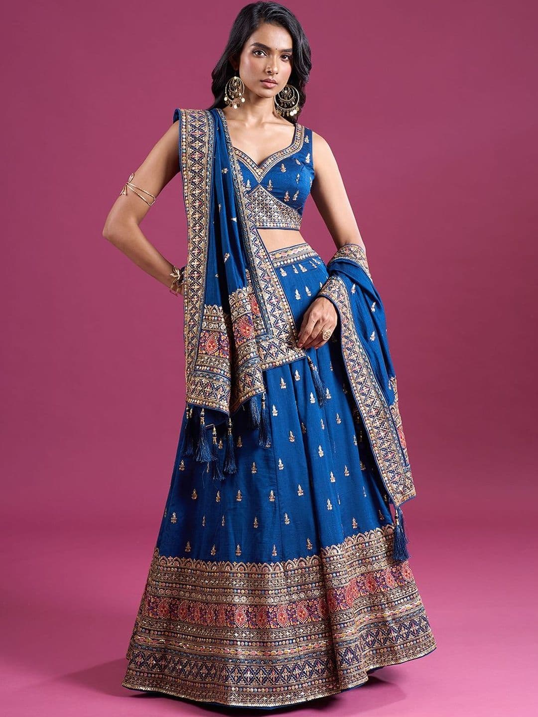 Samyukta Singhania Embellished Semi-Stitched Lehenga & Blouse With Dupatta - view 1