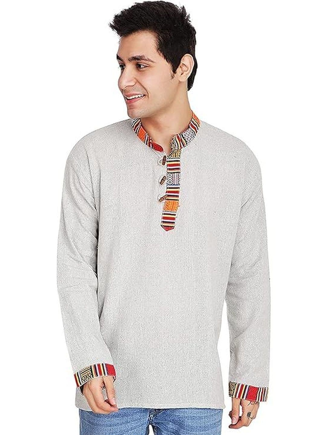 UKAL Men Ethnic Motifs Indie Prints Khadi Handloom Kurta - view 1