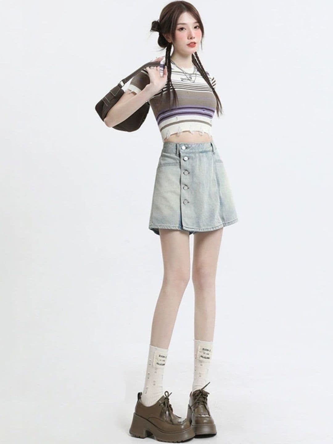 StyleCast Women Cotton Washed Mini A-Line Skirt - view 1