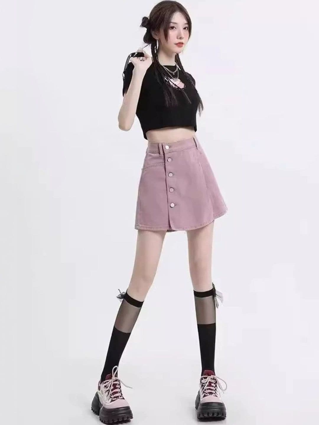 StyleCast Women Cotton Mini A-Line Skirt - view 1