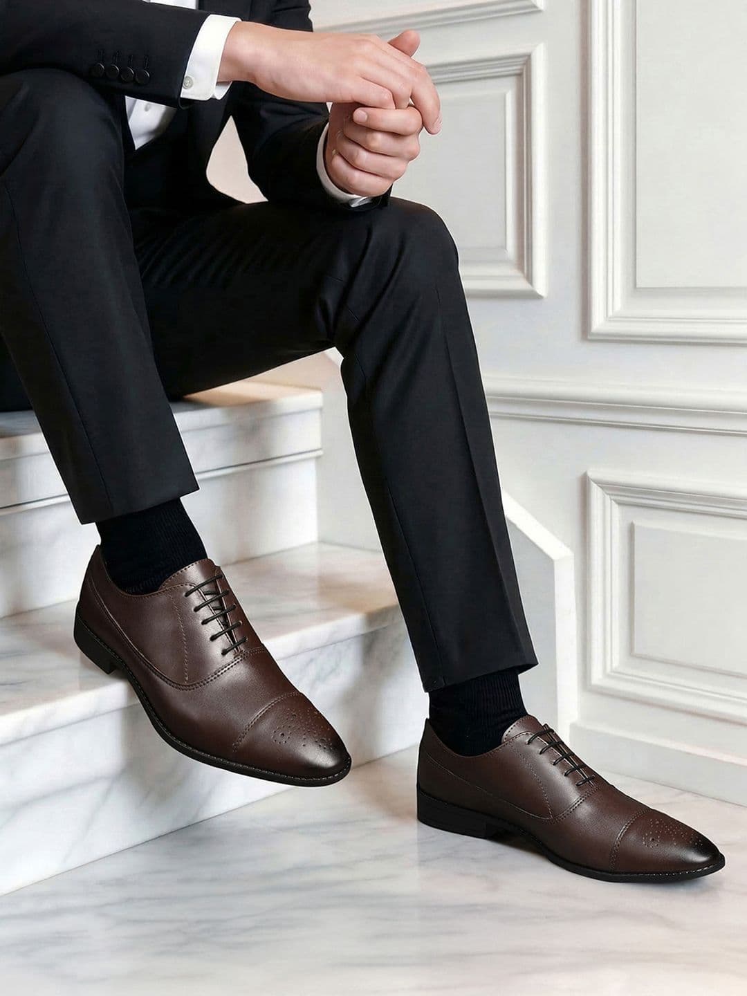 LOUIS STITCH
Men Brunette Brown Formal Lace Up Derby Shoes - view 1
