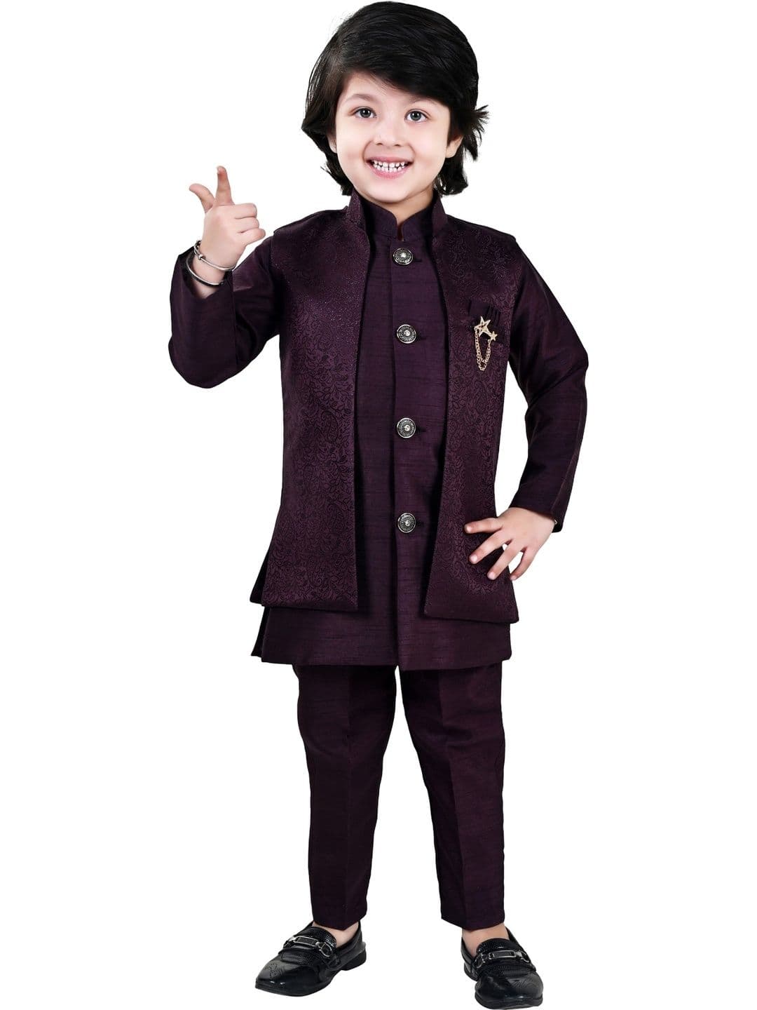 BAESD Boys Embroidered Band Collar Sherwani
