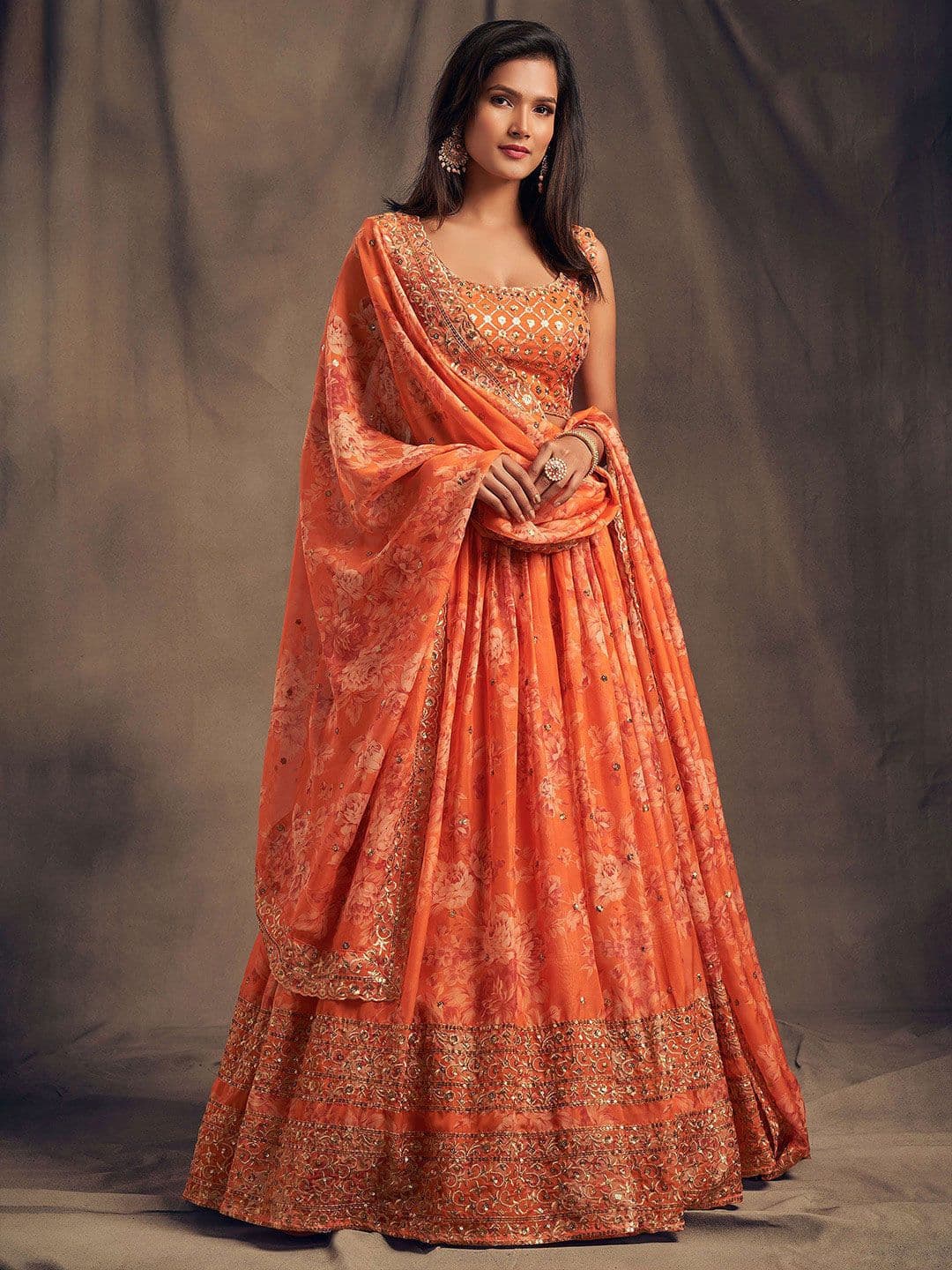 SUPPAR SLEAVE Embellished Sequinned Semi-Stitched Lehenga & Blouse With Dupatta - view 1