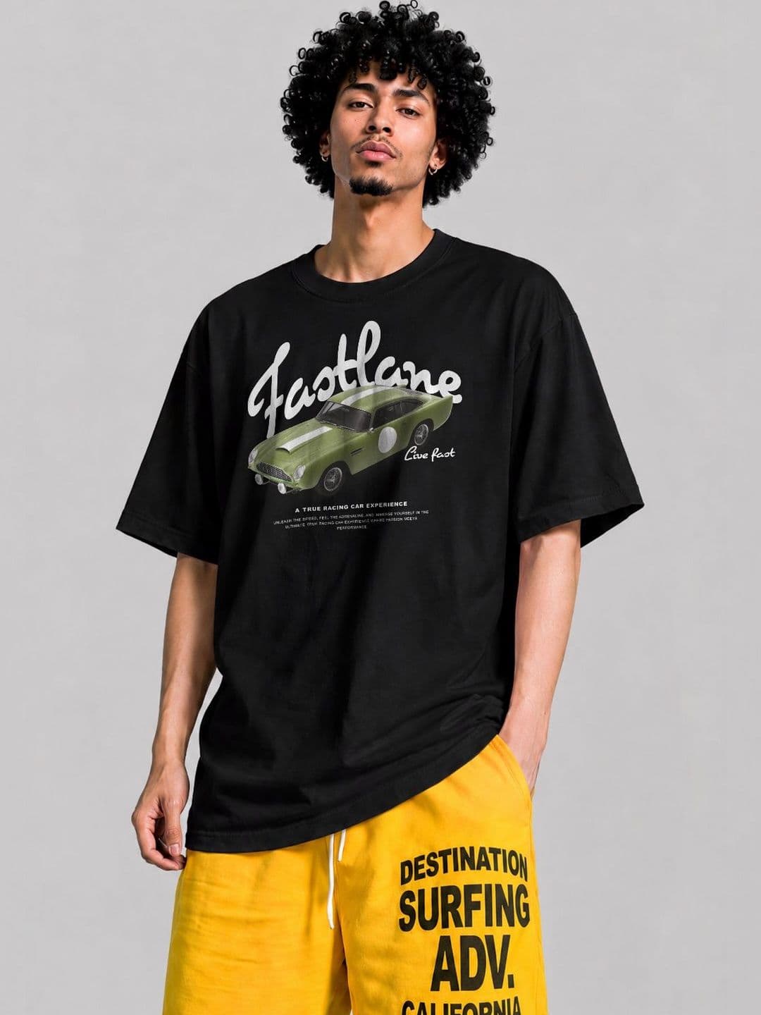 The Roadster Lifestyle Co Printed Cotton Round Neck Oversized Tshirt - view 1