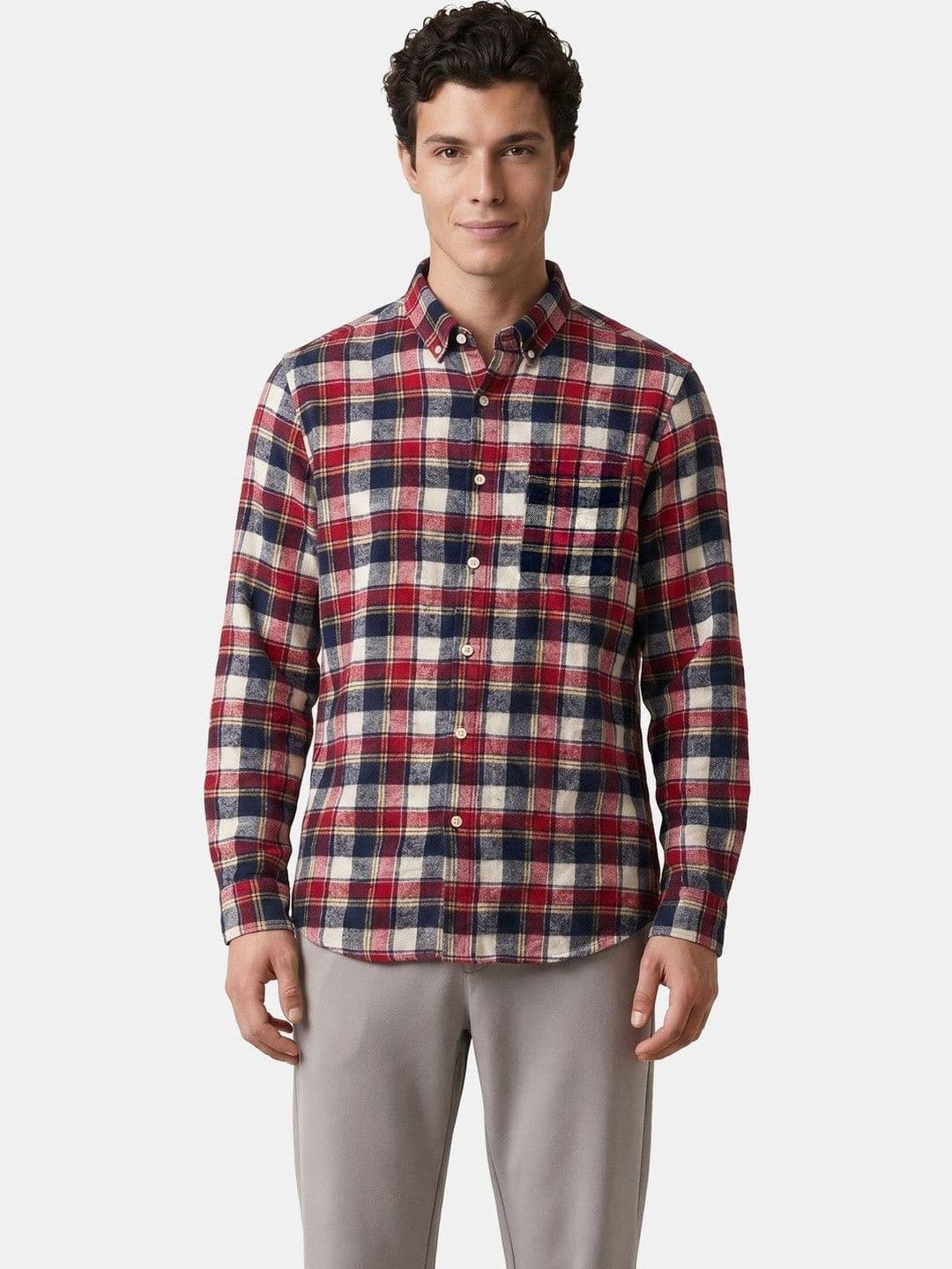 THE BEAR HOUSE Men Cotton Checked Slim Fit Flannel Shirt - view 1