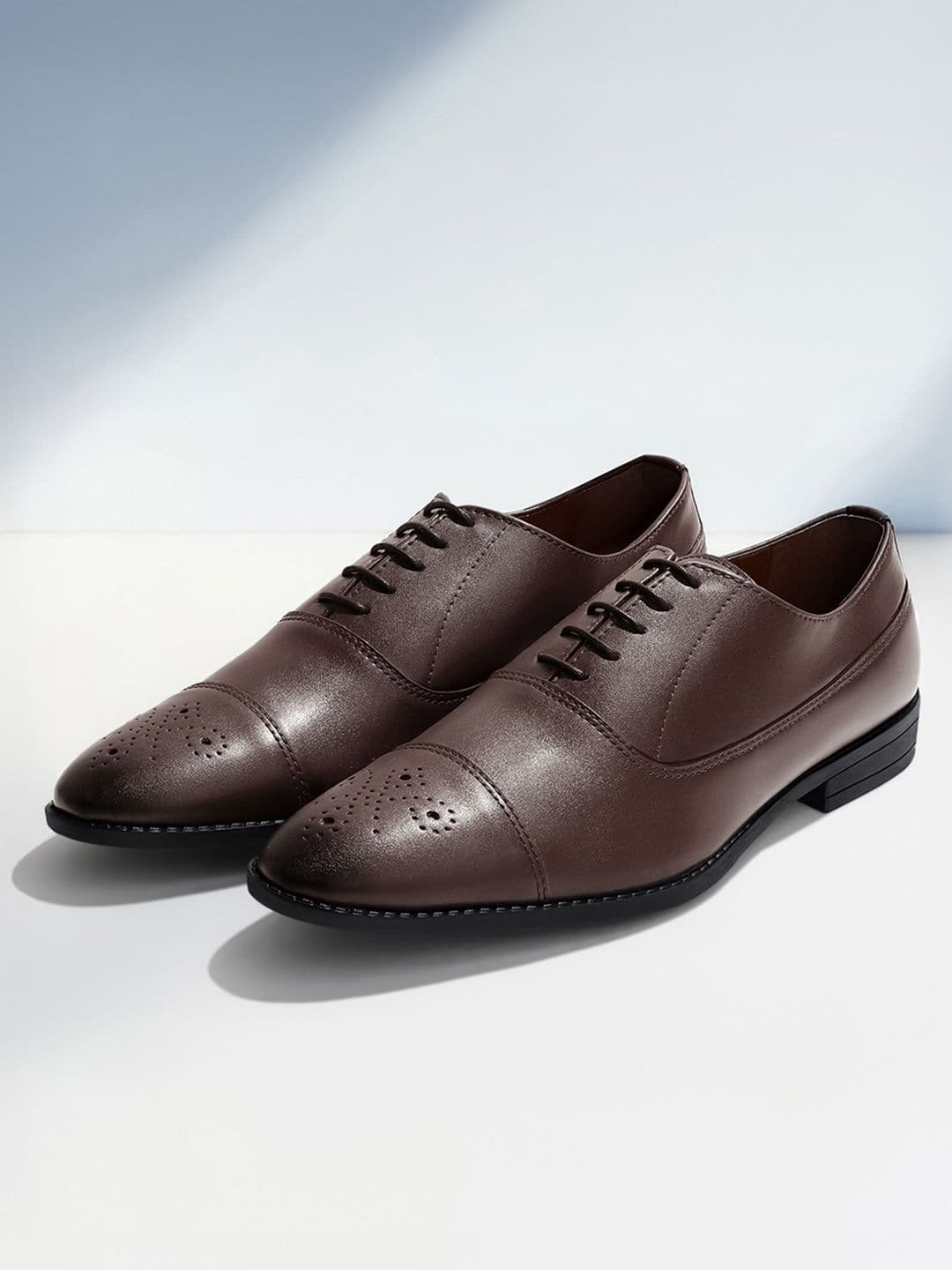 LOUIS STITCH Men Brunette Brown Formal Lace Up Derby Shoes - view 1