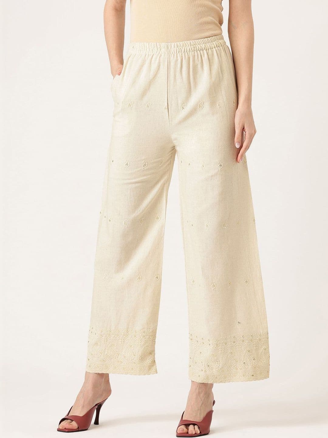 FERANOID Women Embroidered Knitted Ethnic Palazzos - view 1
