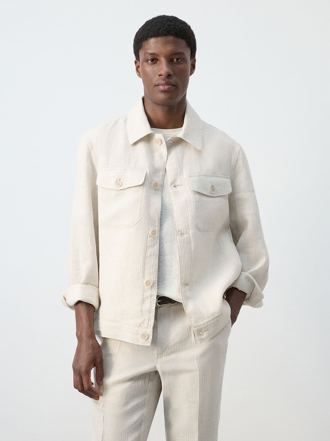 MANGO MAN Men Striped Bomber Jacket - view 1