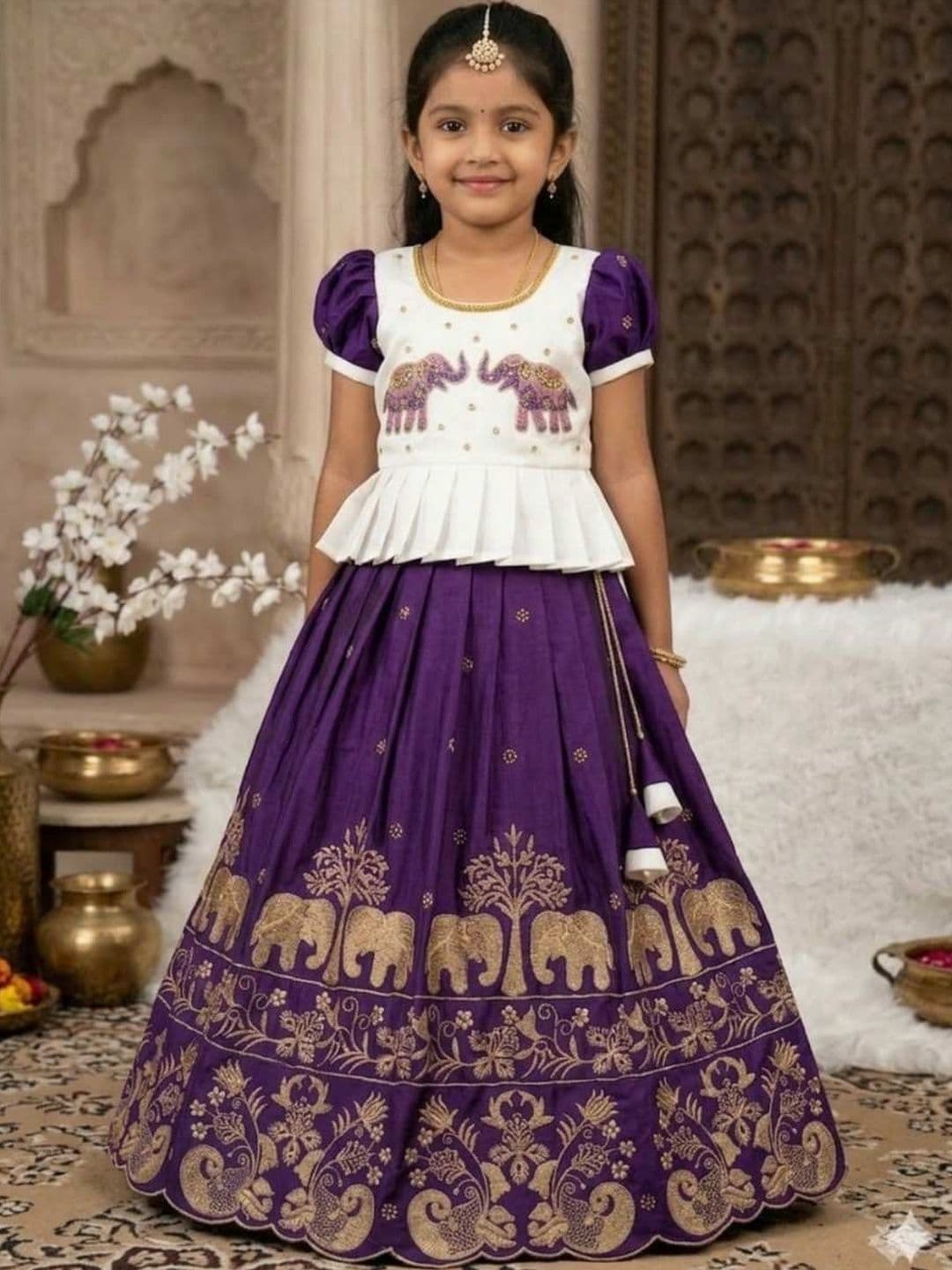 BAESD Girls Embroidered Ready to Wear Lehenga & - view 1