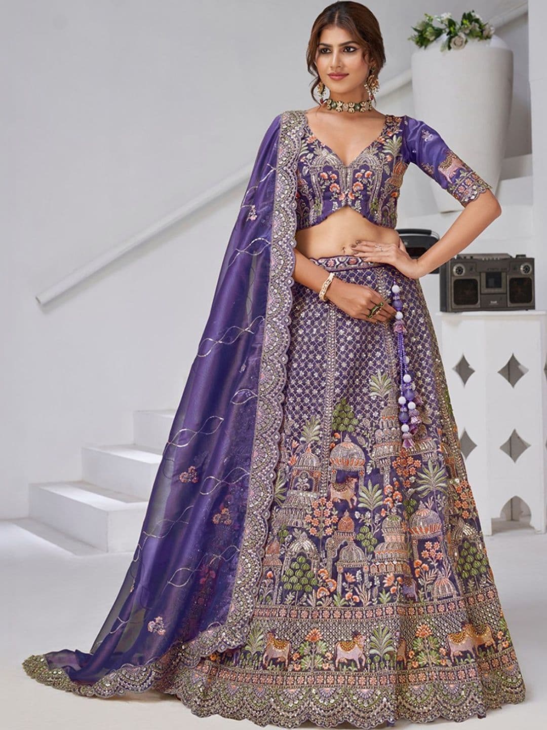 KESAR FAB Embroidered Sequinned Semi-Stitched Lehenga & Blouse With Dupatta - view 1