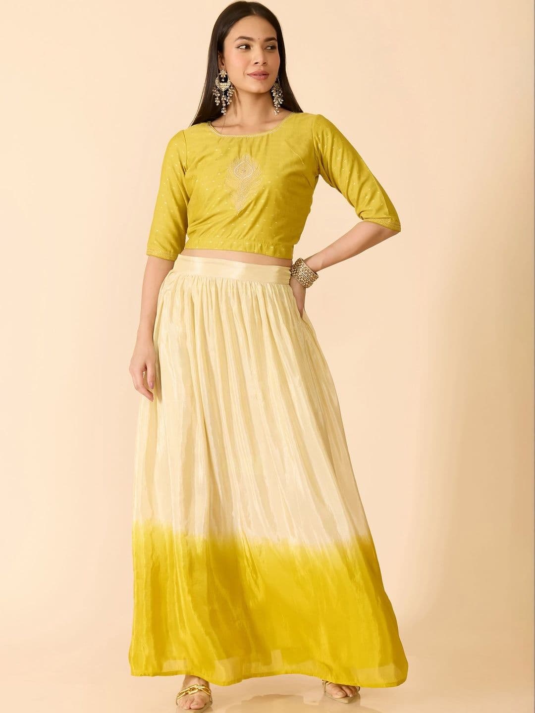 Maybell Embroidered Thread Work Tie and Dye Ready to Wear Lehenga & - view 1