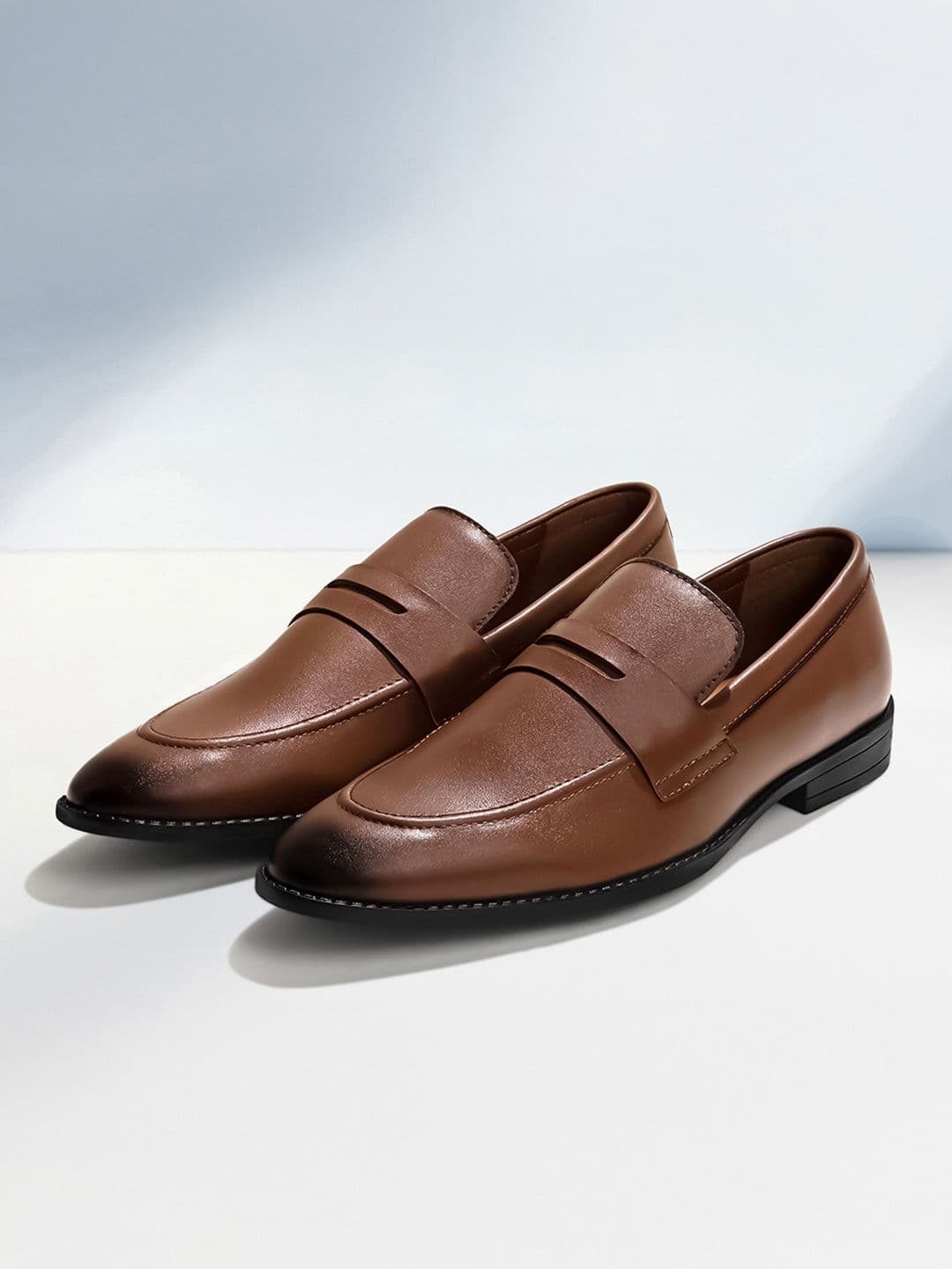LOUIS STITCH Men Russet Tan Formal Slip On Mocassin Shoes - view 1