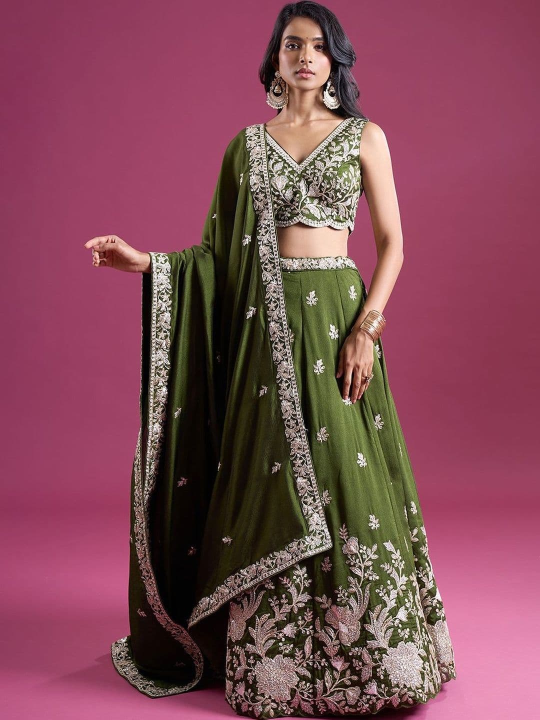 Samyukta Singhania Embroidered Sequinned Ready to Wear Lehenga & Blouse With Dupatta - view 1