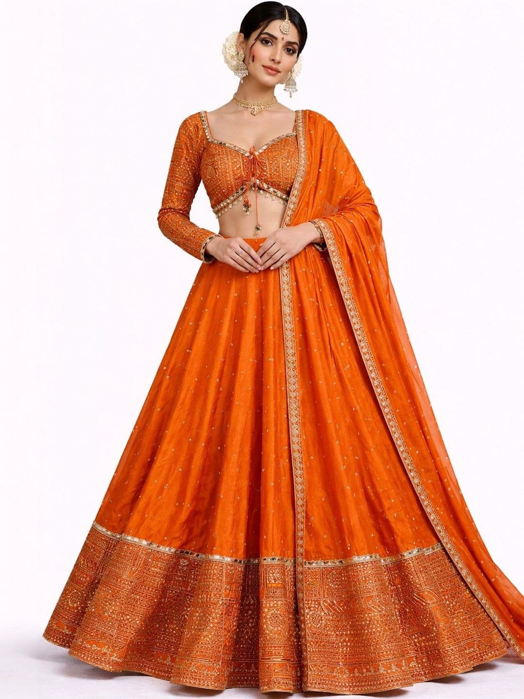 ANU CHAUHAN Embroidered Semi-Stitched Lehenga & Blouse With Dupatta - view 1