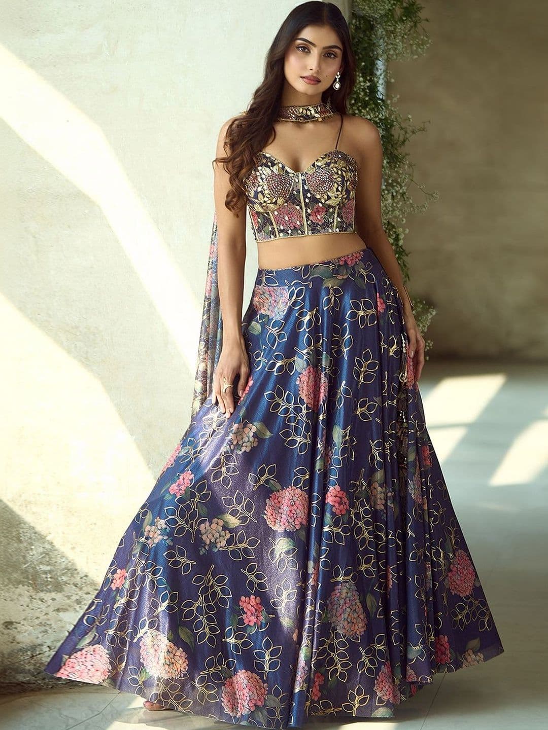 Samyukta Singhania Embellished Sequinned Ready to Wear Lehenga & Blouse With Dupatta - view 1